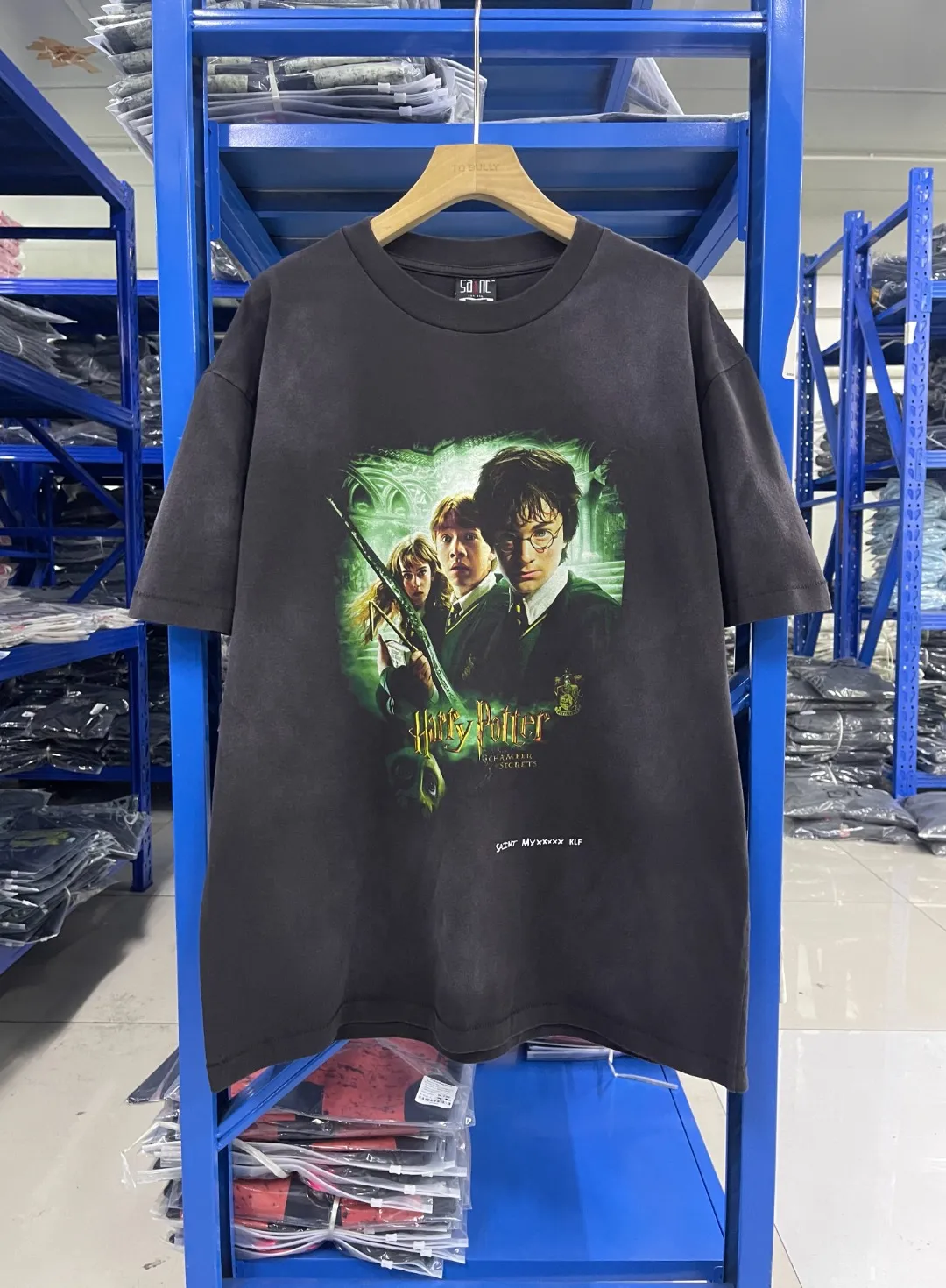 Spot ST409 style washed gray P150 Saint Michael 25SS "CHAMBER SECRETS" Harry Potter movie co-branded washed distressed T-shirt size S-M-L-XL